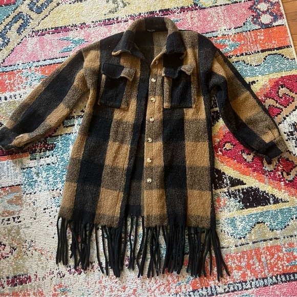 Nasty Gal Don't Need The Tassel Oversized Check Jacket - Picture 2 of 7
